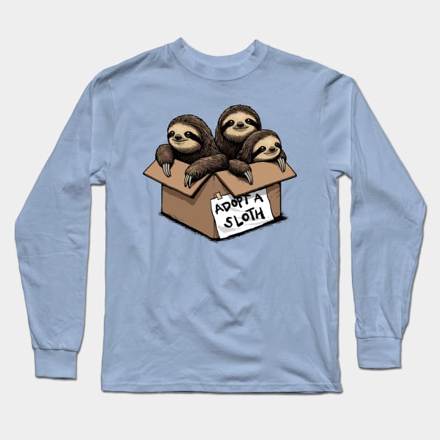 Adopt a Sloth Long Sleeve T-Shirt by GoshWow 